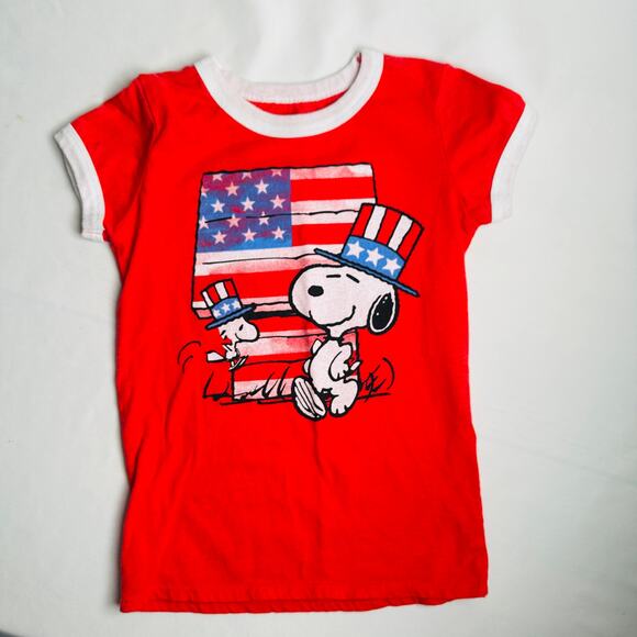 Peanuts 4th of July Snoopy & Woodstock Independence Day Top Sz XS 4-5 - Picture 3 of 7